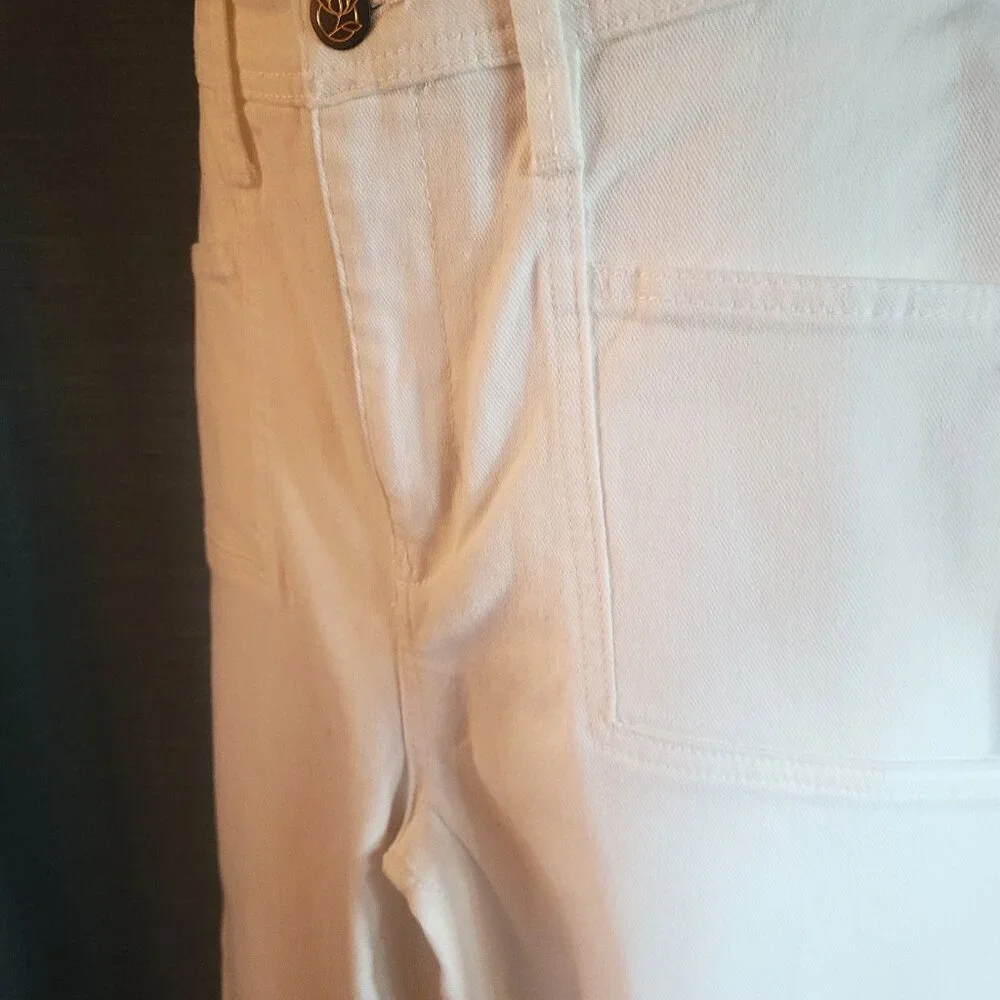 NWT!  Draper James Wide Leg Ankle Pants High-Waisted in White - Size 12 - Picture 6 of 12